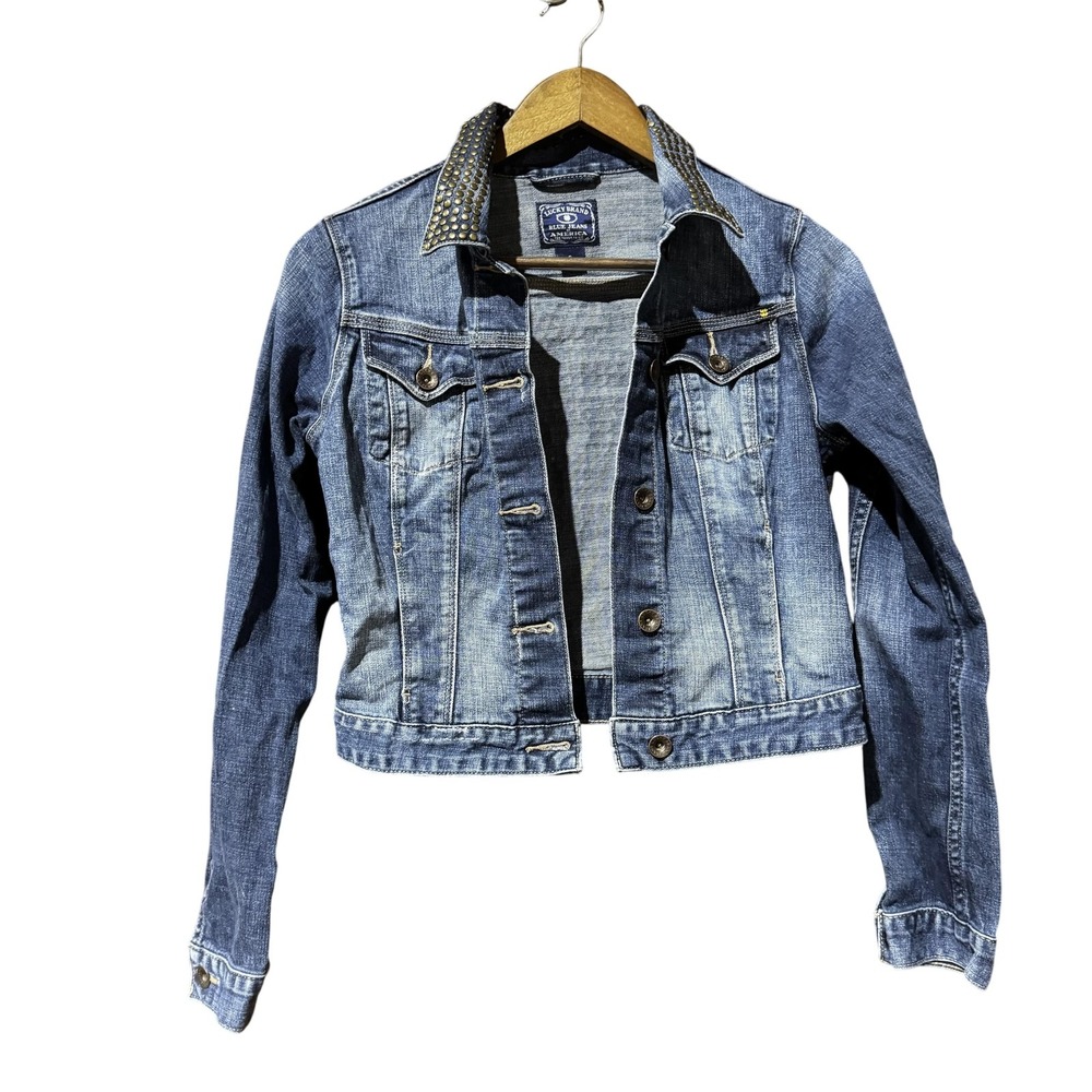 Lucky Brand Jacket Womens Small Pixie Studded Denim Jean Button Western